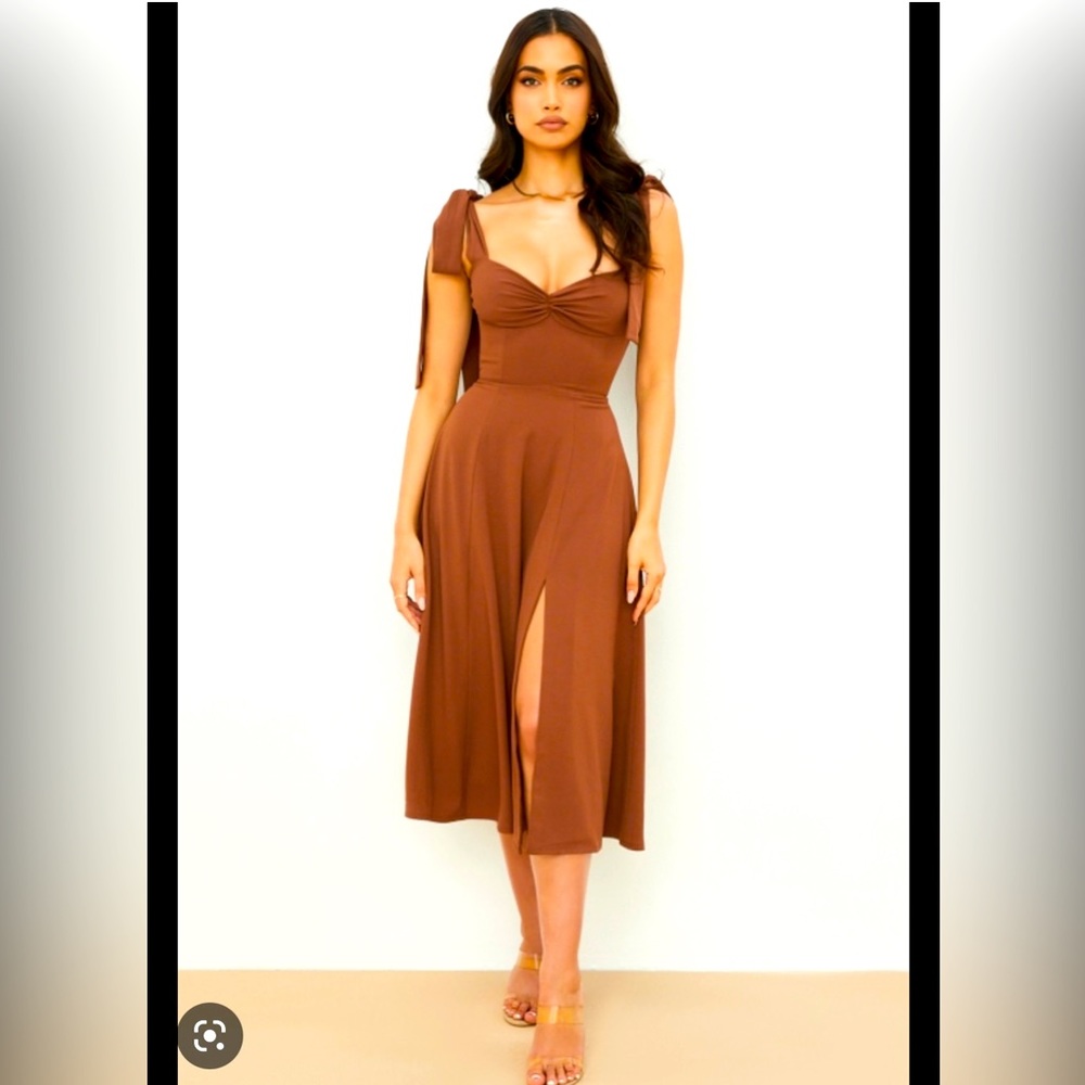 New House of Cb chocolate brown midi dress 🐻🐶
